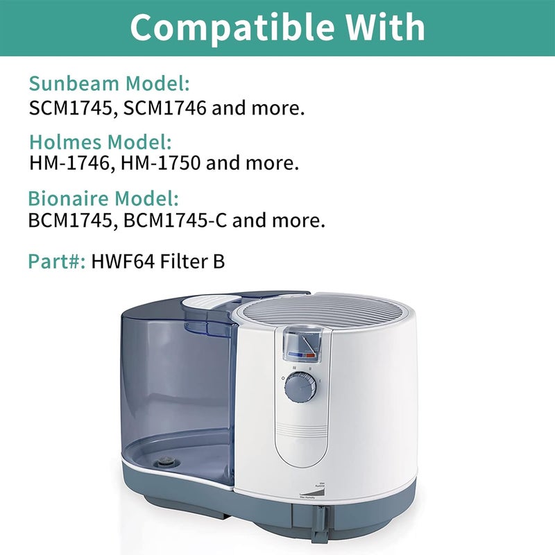 SUNRRA HWF64 Humidifier Filter for Sunbeam Humidifier Filter B, SCM1746, Long-Last & Sturdy, Fits Holmes HM1746, HM-1745 and Bionaire BWF64, 3 Pack - Image 2